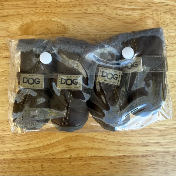 Brown Dog Boots with Gray Fur Trim - Picture 11 of 11